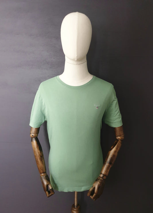 GANT Original Crew Neck Embroidered T-Shirt in Mid Green