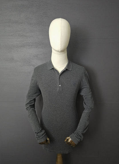 GUCCI Web Crest Embroidery Long Sleeve Polo Shirt
