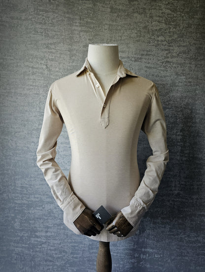 HUGO BOSS Long-Sleeve Cotton Beige Polo