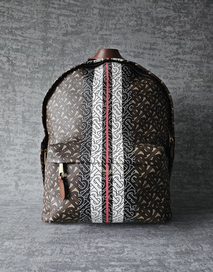 BURBERRY TB E-Canvas Monogram striped backpack