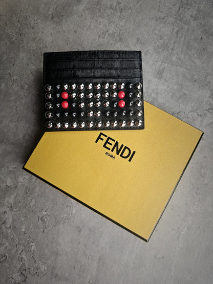 FENDI Saffiano Monster Stud Eyes Card Holder - Limited Edition