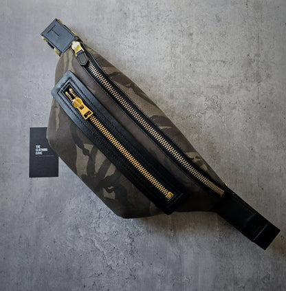 TOM FORD Leather-Trimmed Camouflage Nubuck Belt Bag