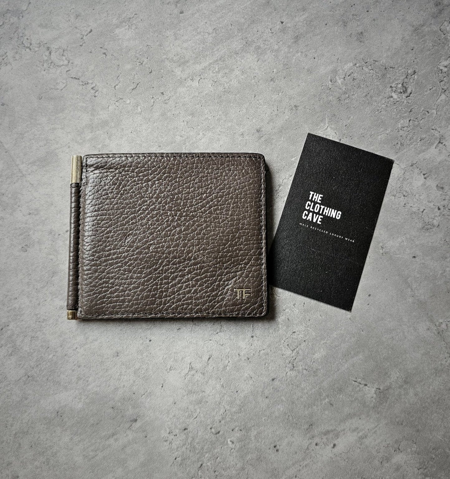 TOM FORD TF Small Grain Leather Money Clip Wallet