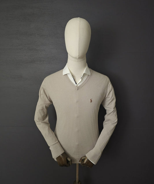 RALPH LAUREN Textured Cotton V-Neck Sweater