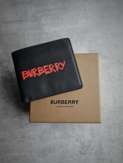 BURBERRY Graffiti Print International Leather Bifold Wallet