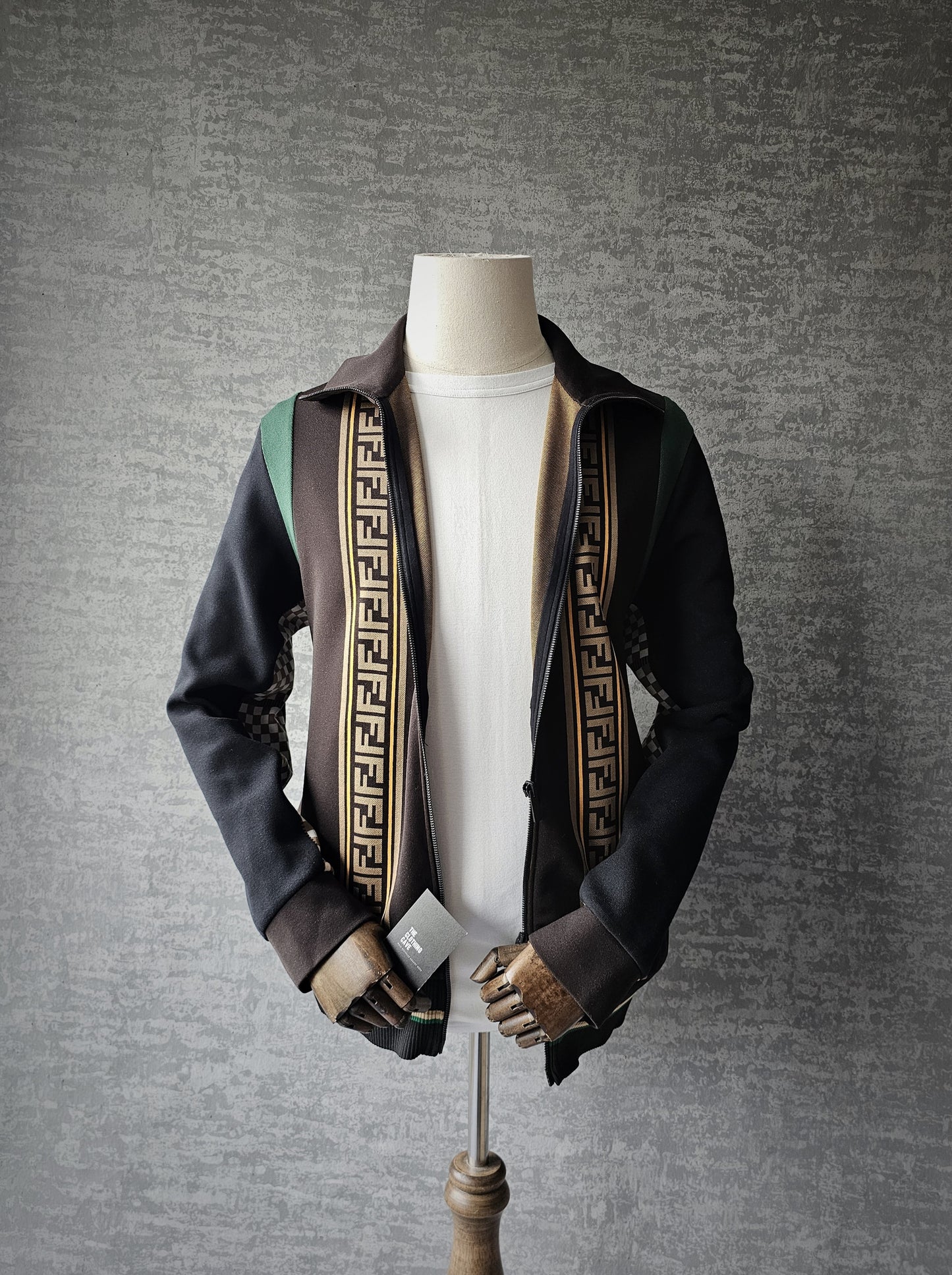 FENDI Logo Trimmed Panelled Stretch-Jersey Track Jacket