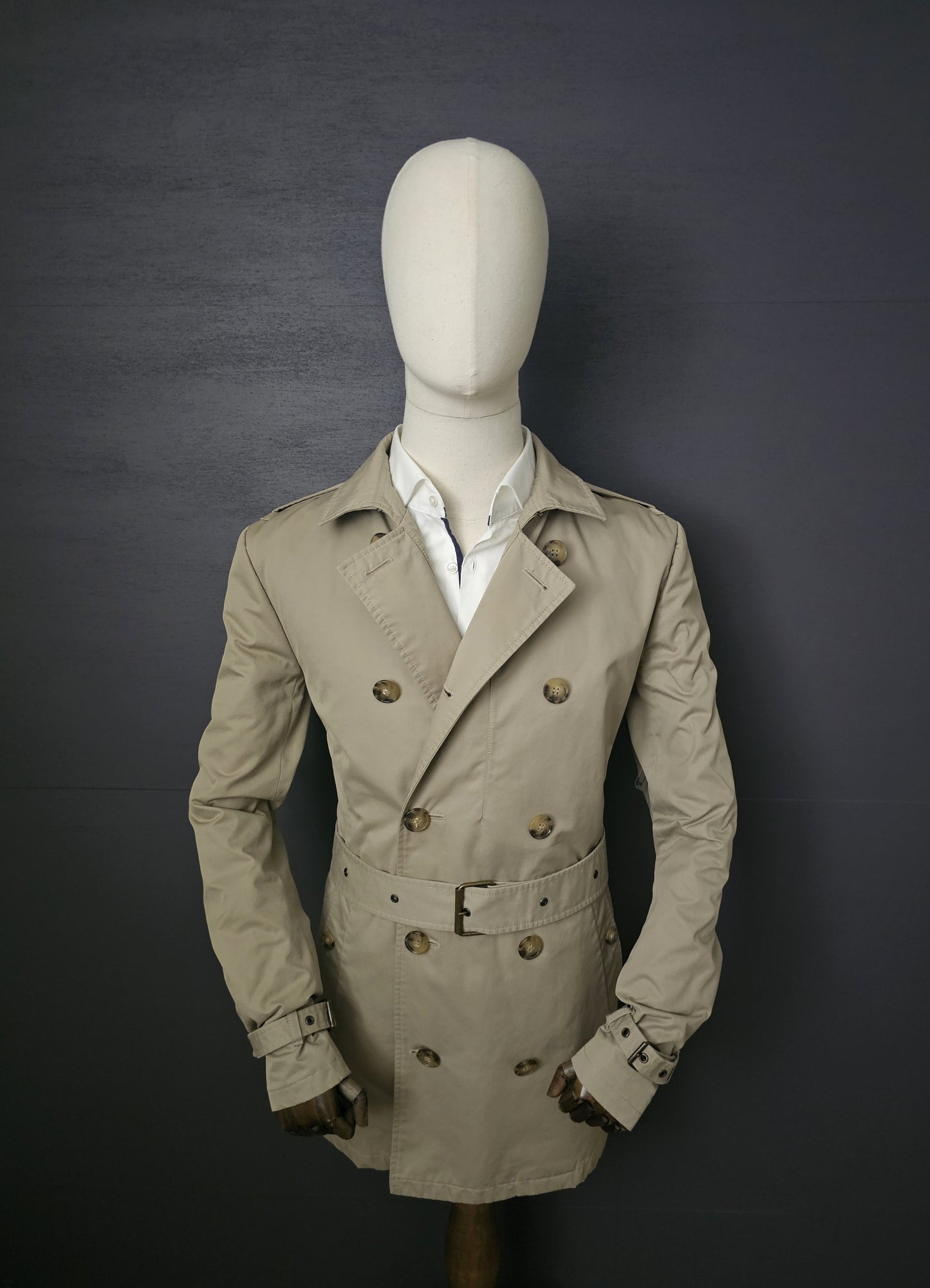 ALL SAINTS Amend Mac Beige Trench Coat