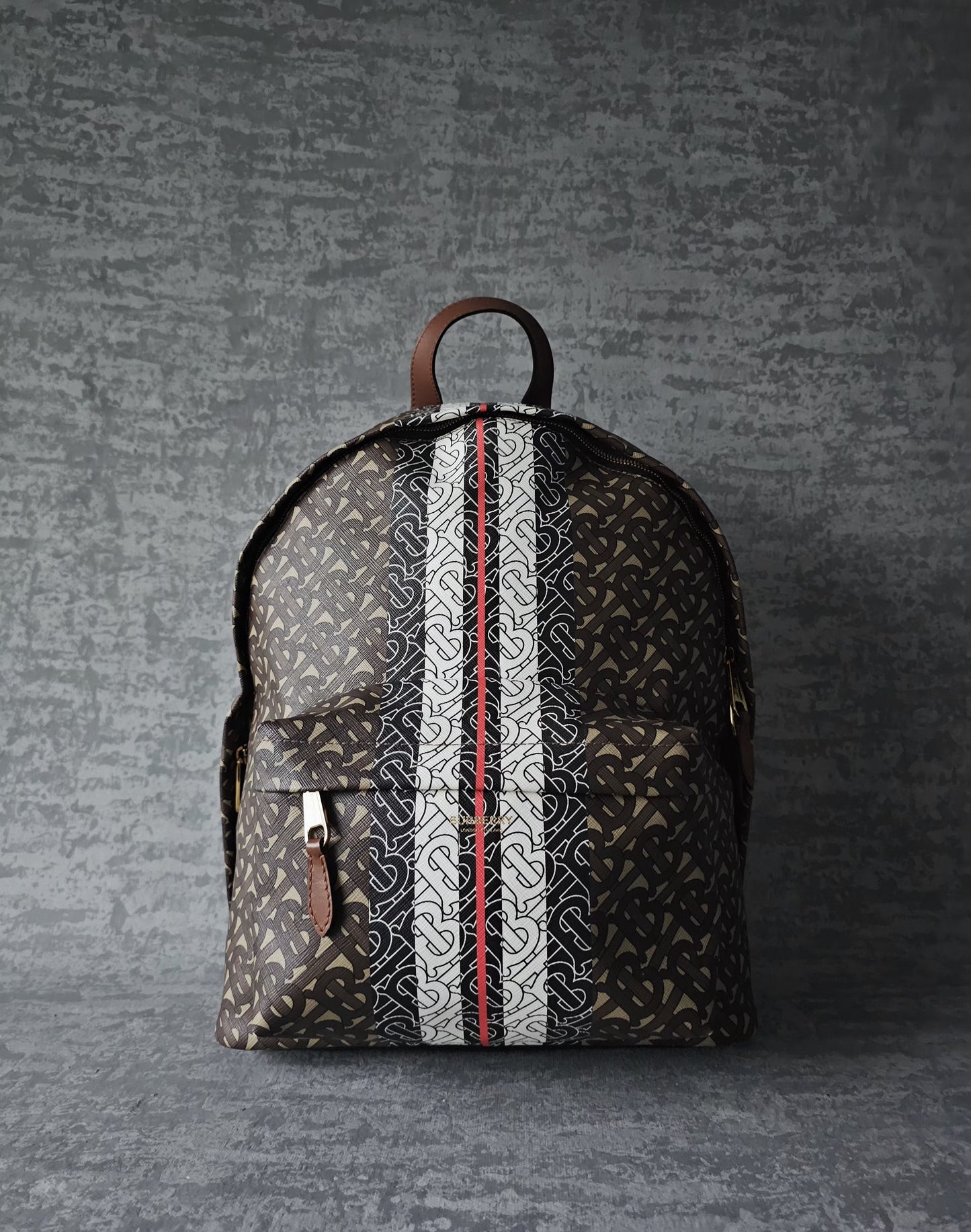 BURBERRY TB E-Canvas Monogram striped backpack