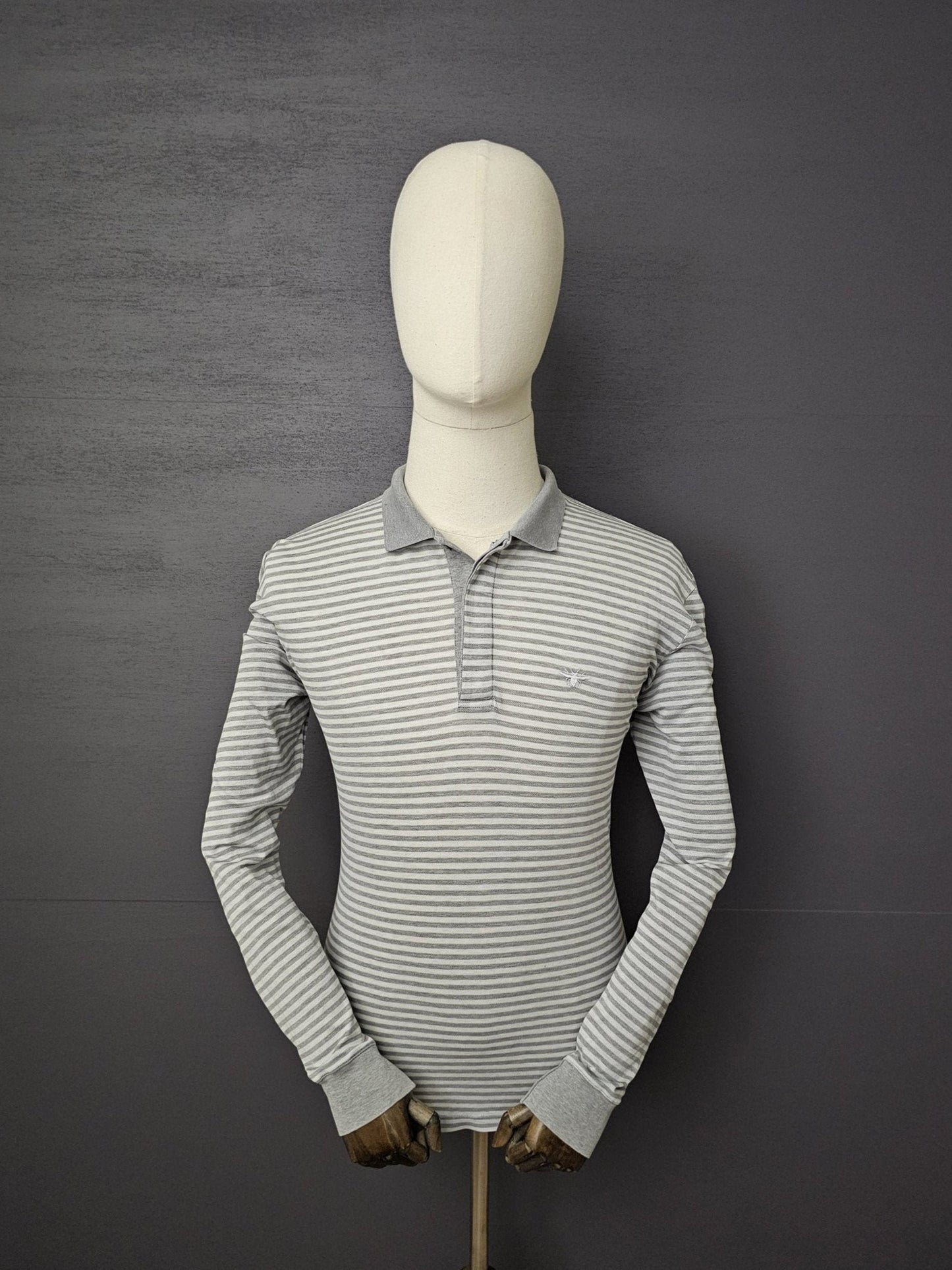 DIOR Stiped Long-Sleeve Polo with Bee Embroidery