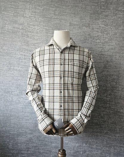 REISS Rio Wool-blend Brushed Checked Overshirt In Beige
