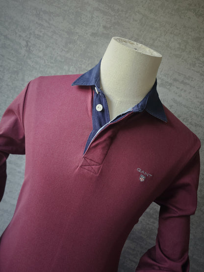 GANT Burgundy Heavy Rugger Rugby Polo Shirt
