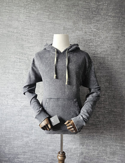 SAINT LAURENT Distressed Washed Cotton Hoodie