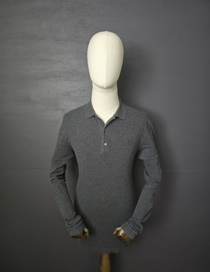 GUCCI Web Crest Embroidery Long Sleeve Polo Shirt