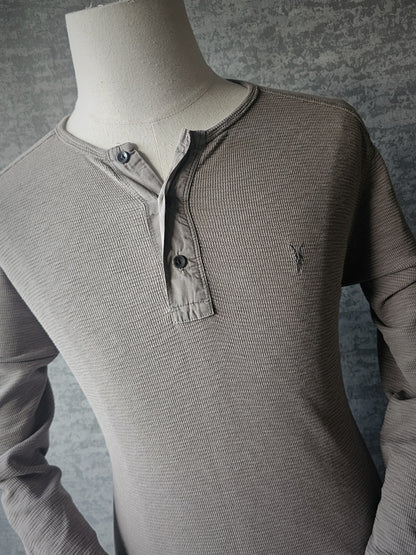 ALL SAINTS Khaki Thermal Long Sleeve Oversized T-Shirt