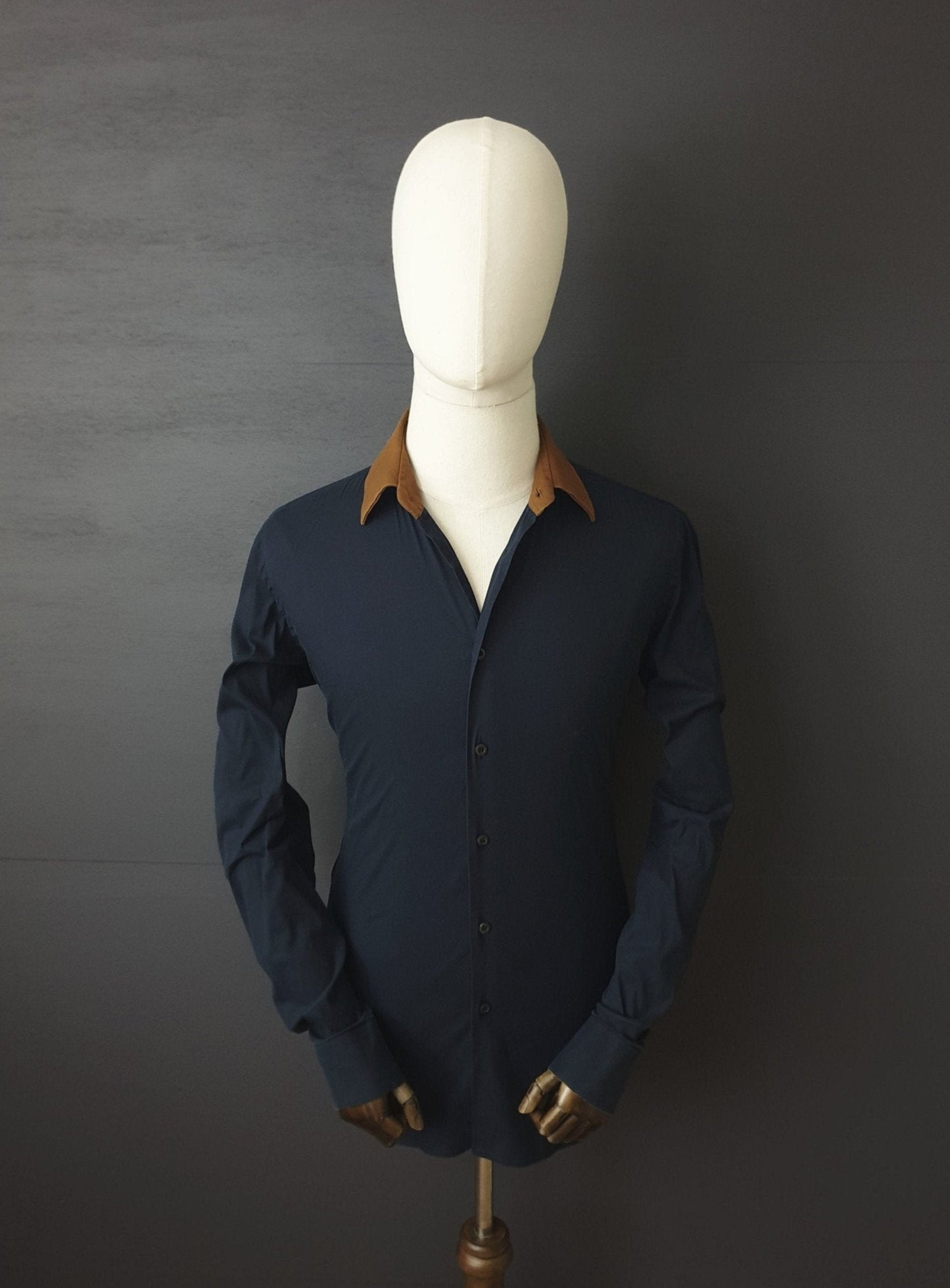 PRADA Straight Cut Cotton Navy Shirt