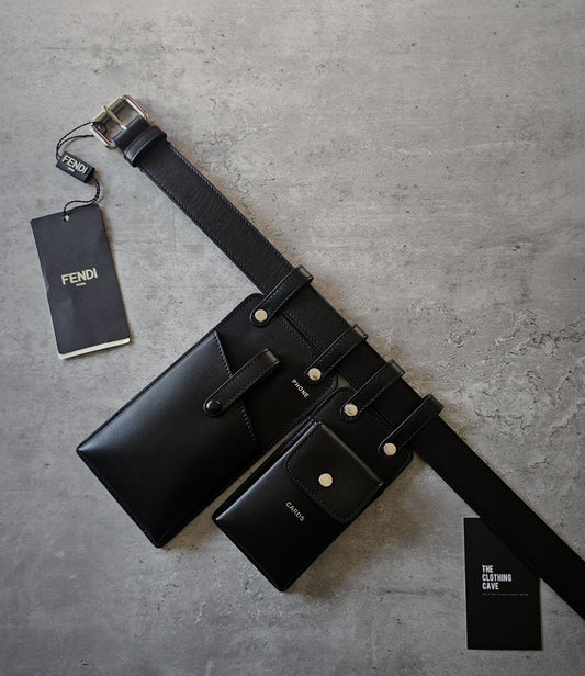 FENDI Vitello Glacier Utility Pouched Leather Belt