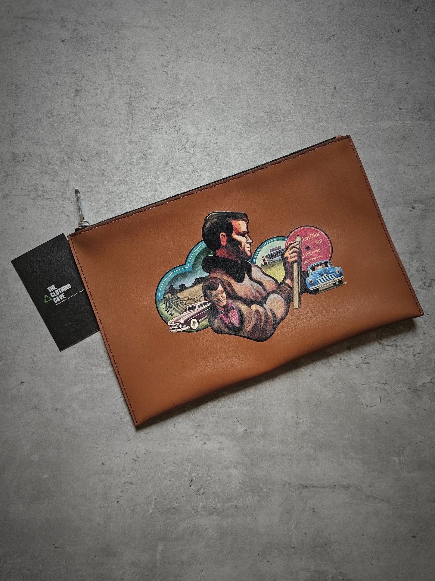 DIOR "On The Road" Jack Kerouac Leather Zip Pouch