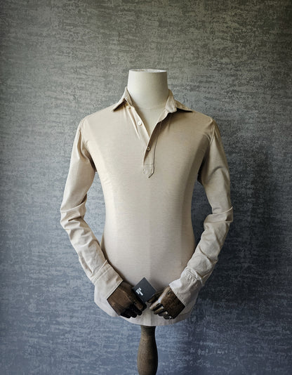 HUGO BOSS Long-Sleeve Cotton Beige Polo