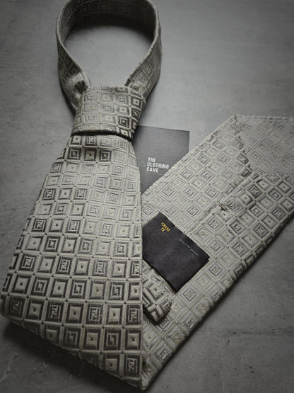 FENDI Embellished Micro FF Motif Silk Tie
