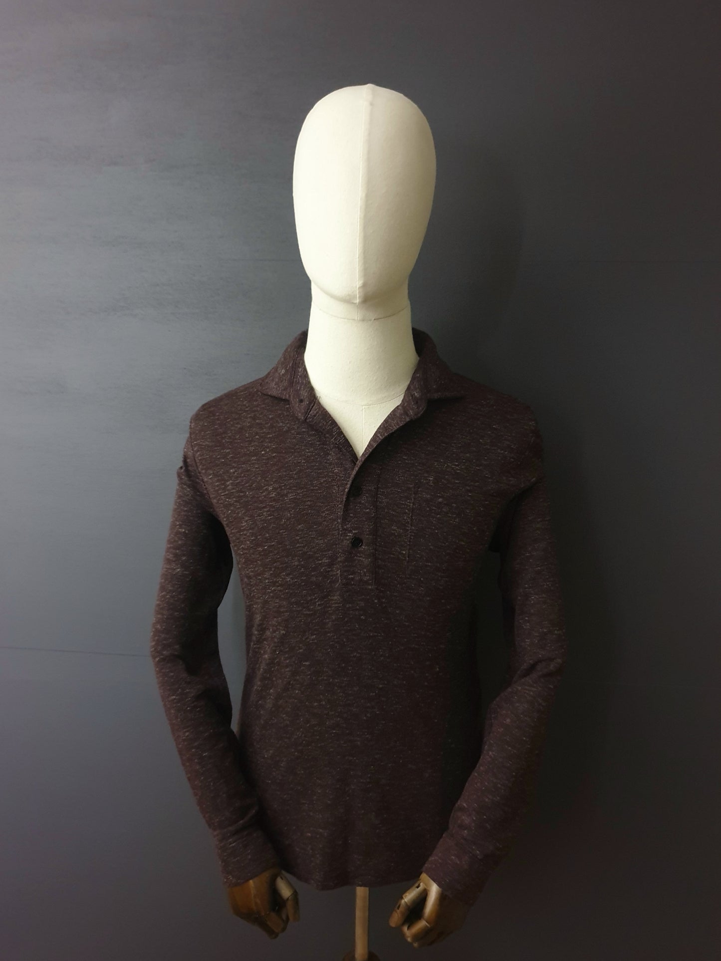 REISS Goa Long Sleeve Cotton Polo Shirt in Burgundy