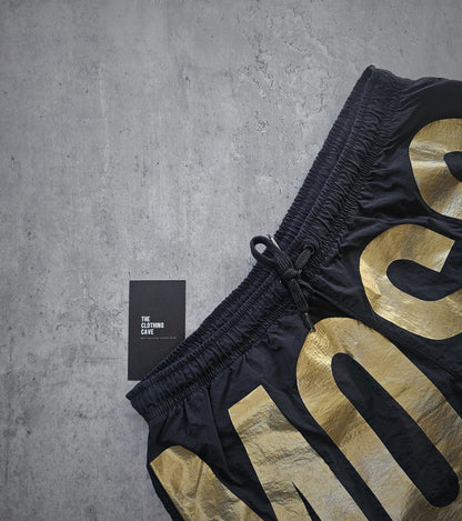 MOSCHINO Gold Foil Logo Black Swim Shorts