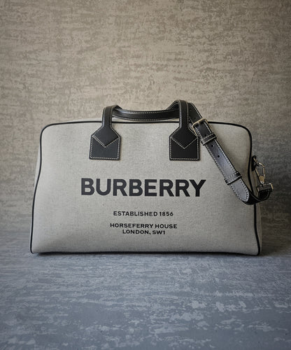 BURBERRY Logo-Print Leather-Trimmed Canvas Holdall