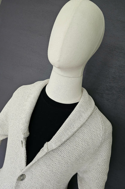 REISS Knitted Waffle Shawl Cardigan in Light Grey