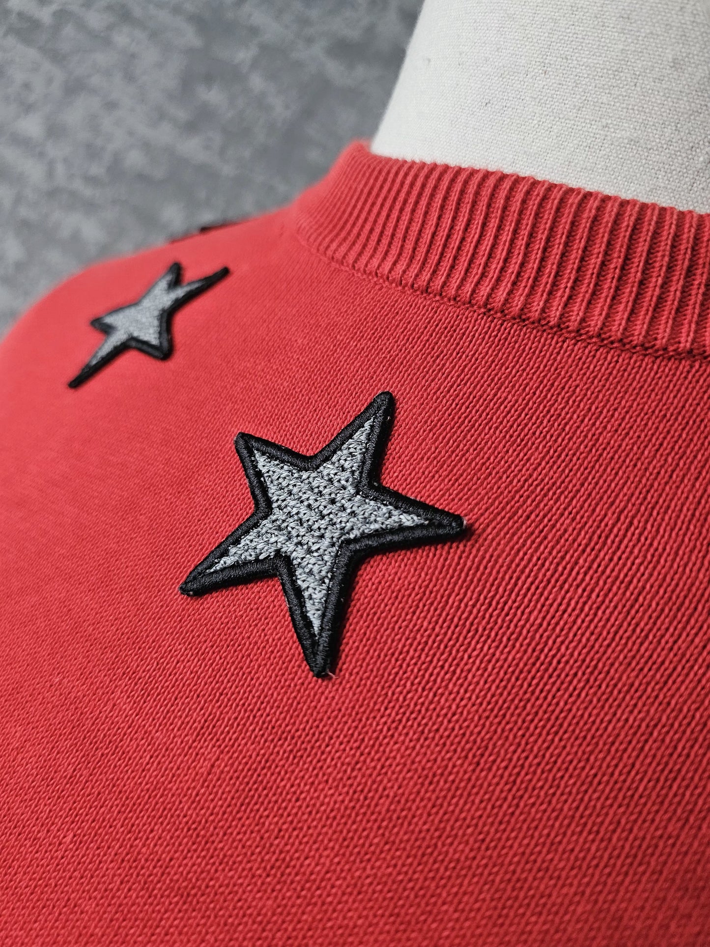 GIVENCHY Star Patches Crewneck Red Sweater