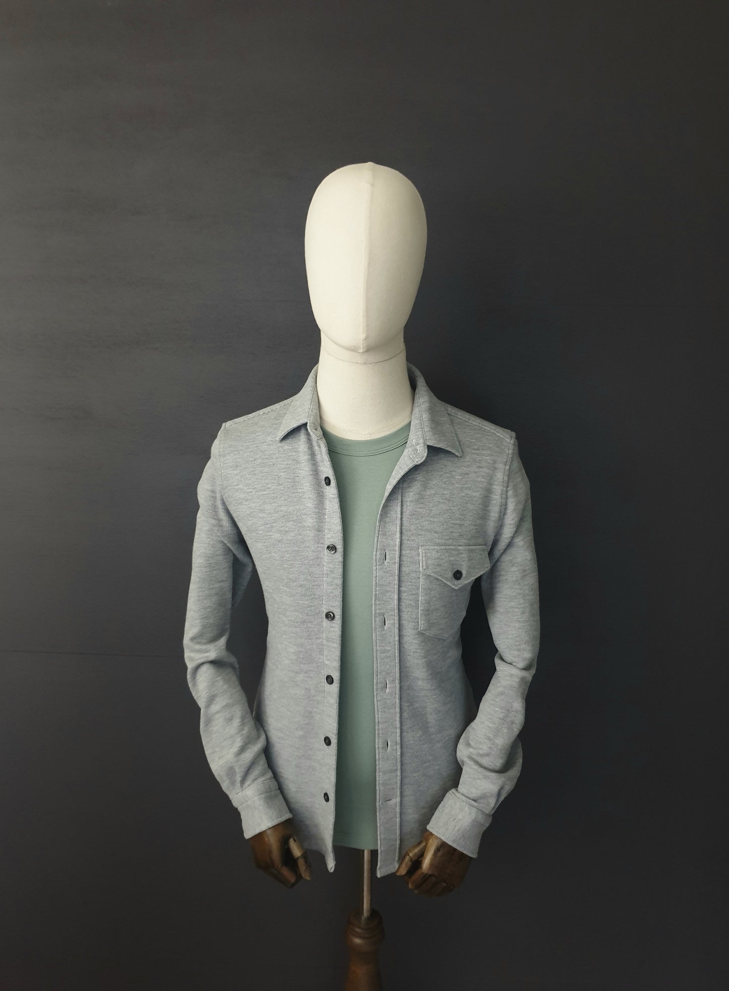 REISS Scott Cotton Blend Overshirt in Grey Melange
