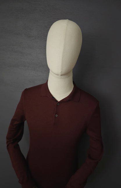 HUGO BOSS Bono-L Fine Wool Polo in Burgundy