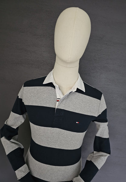 TOMMY HILFIGER  Prep Stripe Rugby Shirt in Navy and Grey