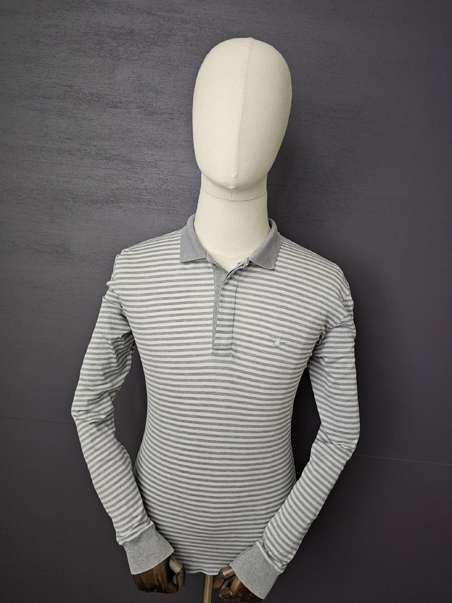 DIOR Stiped Long-Sleeve Polo with Bee Embroidery