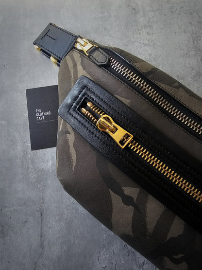 TOM FORD Leather-Trimmed Camouflage Nubuck Belt Bag