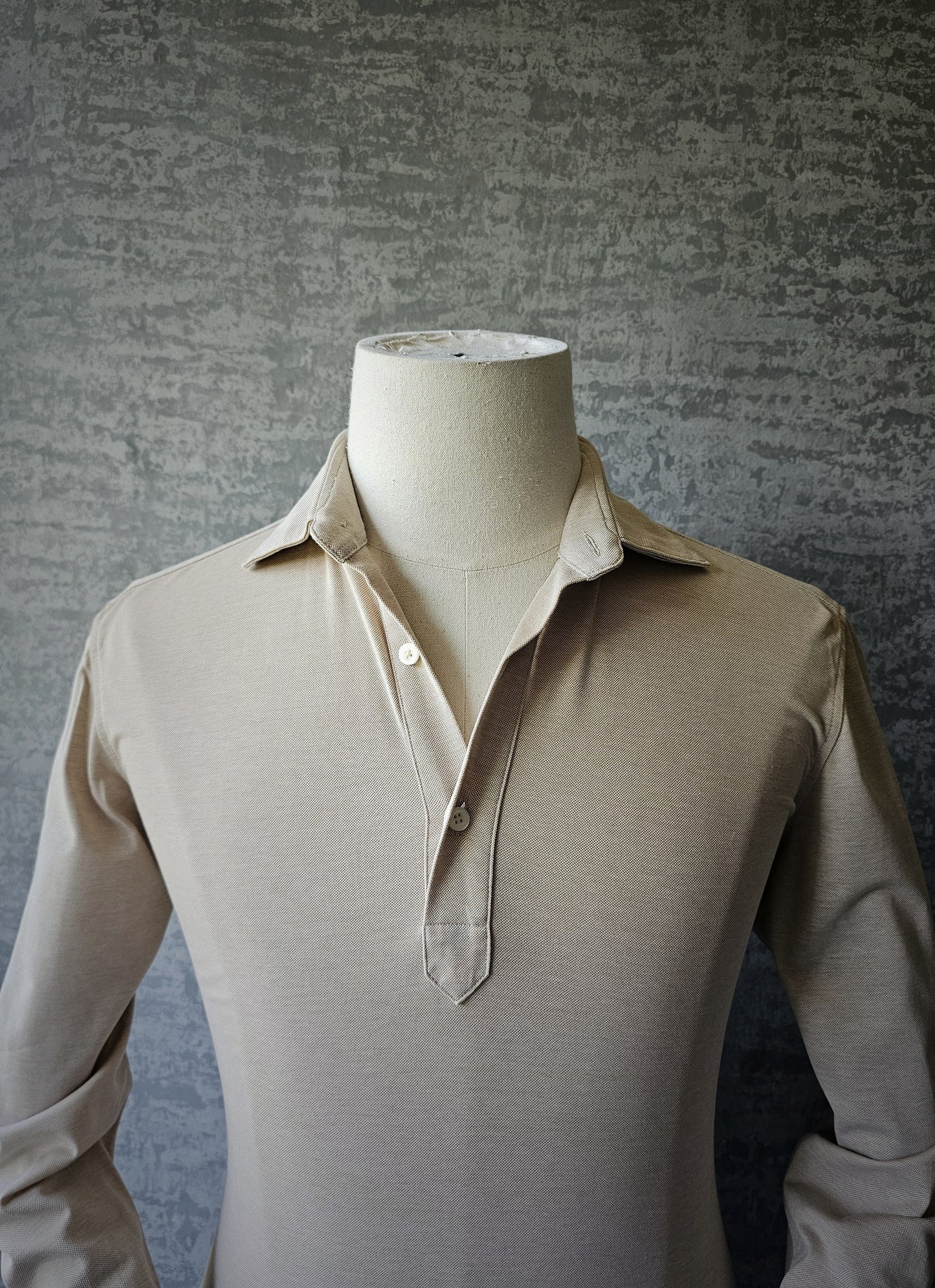 HUGO BOSS Long-Sleeve Cotton Beige Polo