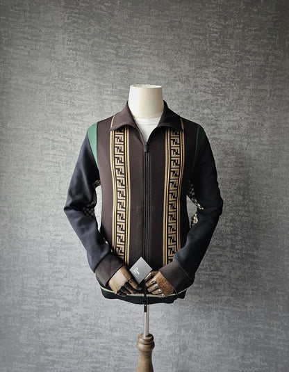 FENDI Logo Trimmed Panelled Stretch-Jersey Track Jacket