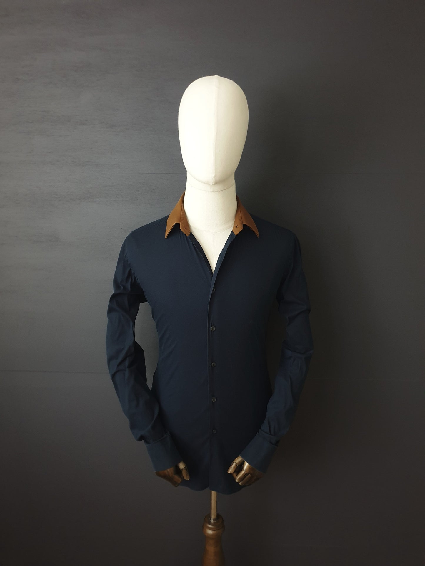 PRADA Straight Cut Cotton Navy Shirt