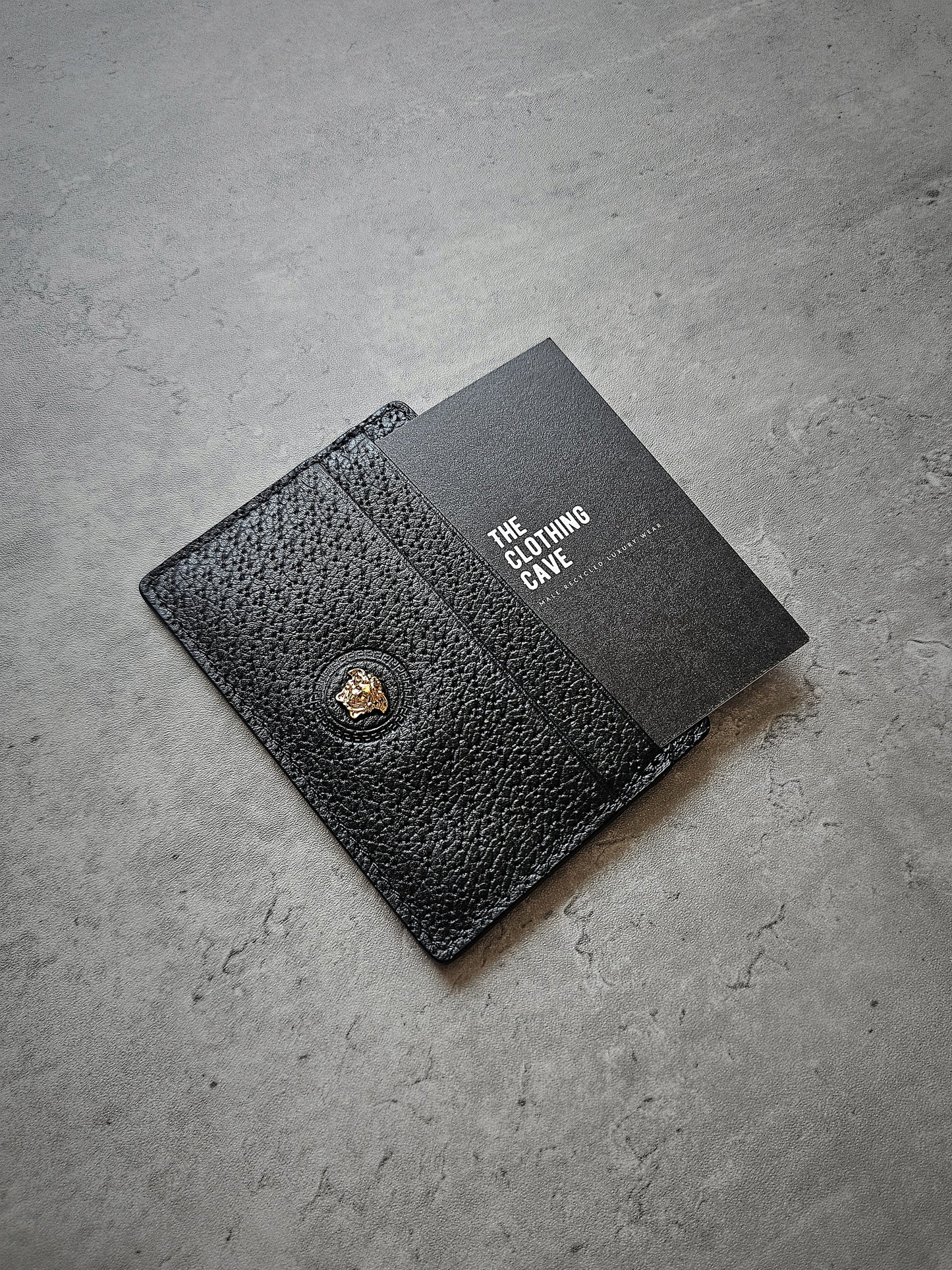 VERSACE Pebble Leather Medusa Icon Card Holder