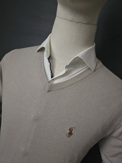 RALPH LAUREN Textured Cotton V-Neck Sweater