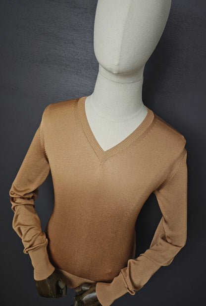 TOM FORD  Viscose Salmon V-Neck Sweater