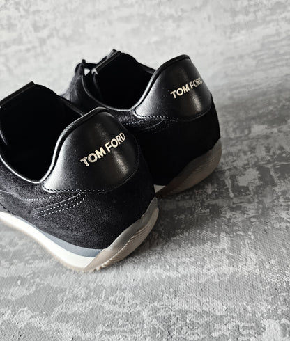 TOM FORD Orford Leather-Trimmed Suede Navy Trainers