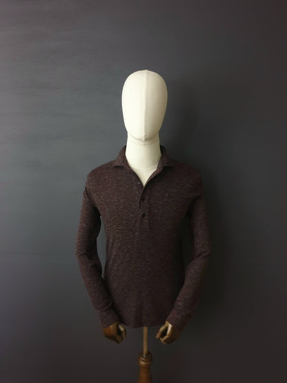 REISS Goa Long Sleeve Cotton Polo Shirt in Burgundy