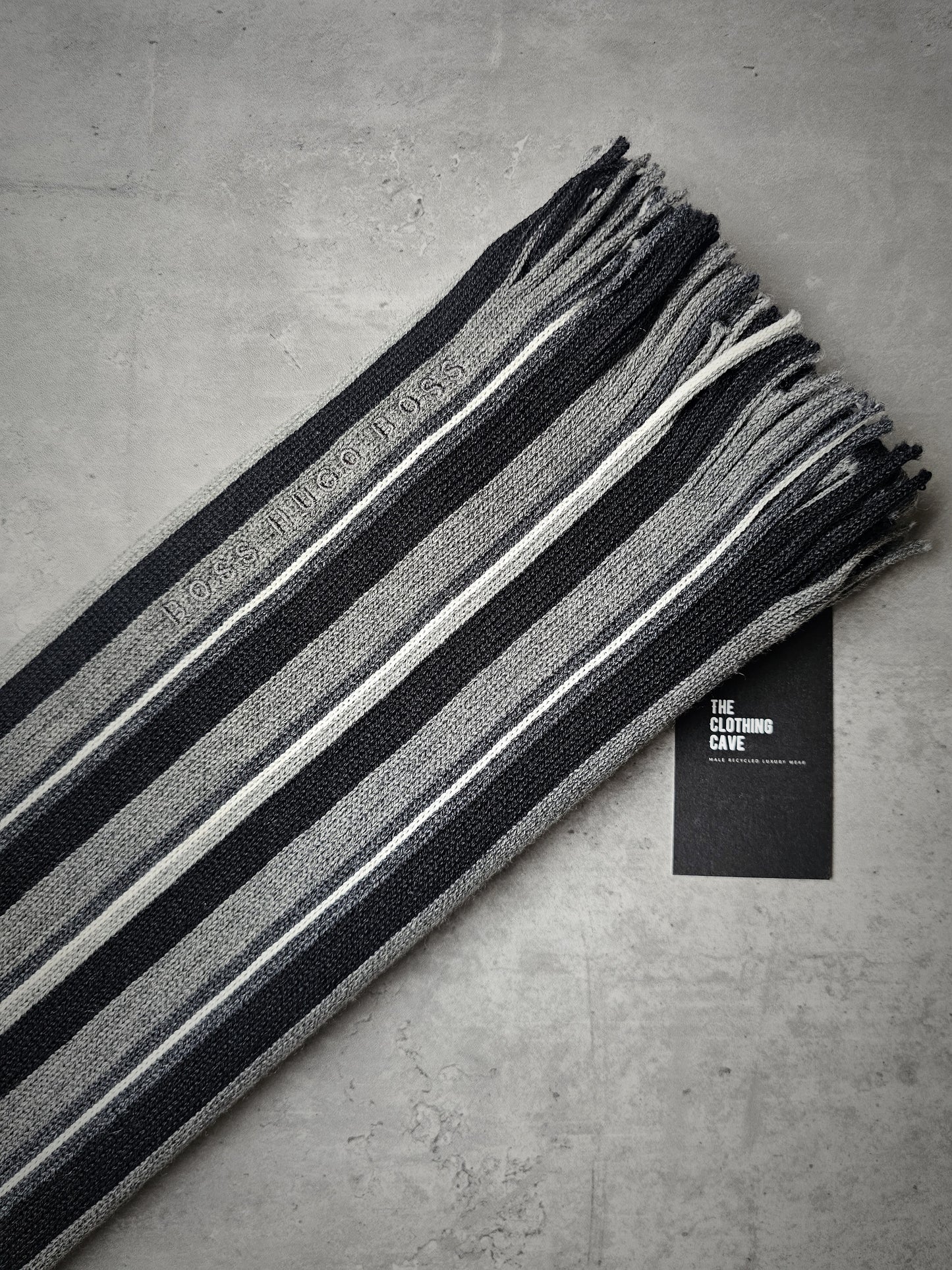 HUGO BOSS Fadon Virgin Wool Striped Scarf