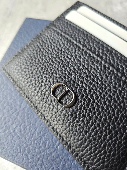 DIOR CD Icon Grained Calfskin Leather Black Card Holder