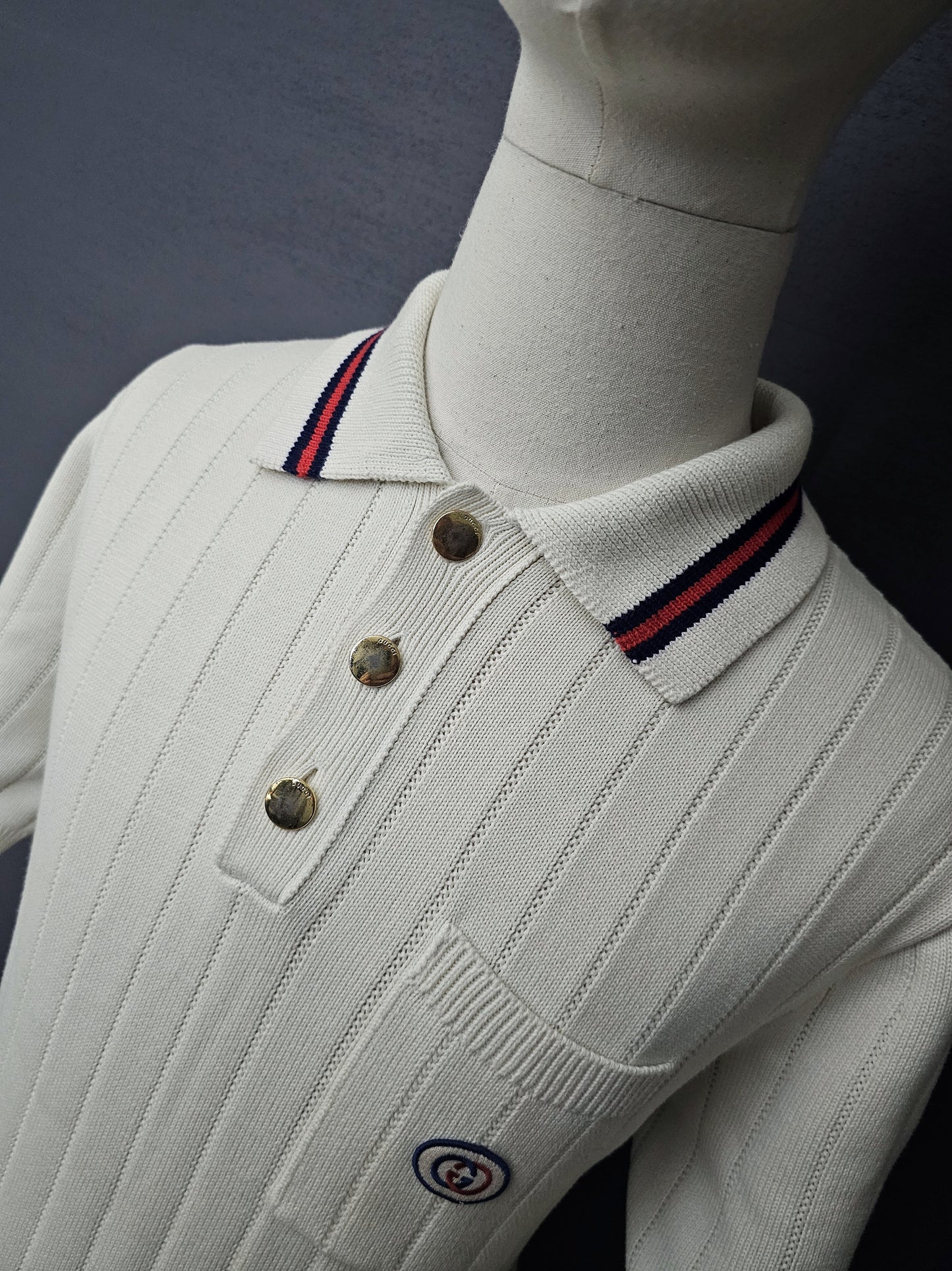 GUCCI Webbed Short-Sleeve Knit Polo