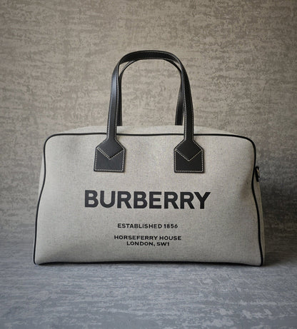 BURBERRY Logo-Print Leather-Trimmed Canvas Holdall