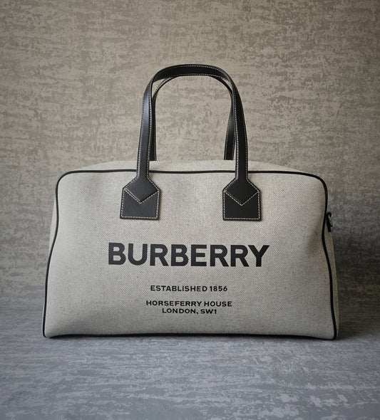 BURBERRY Logo-Print Leather-Trimmed Canvas Holdall