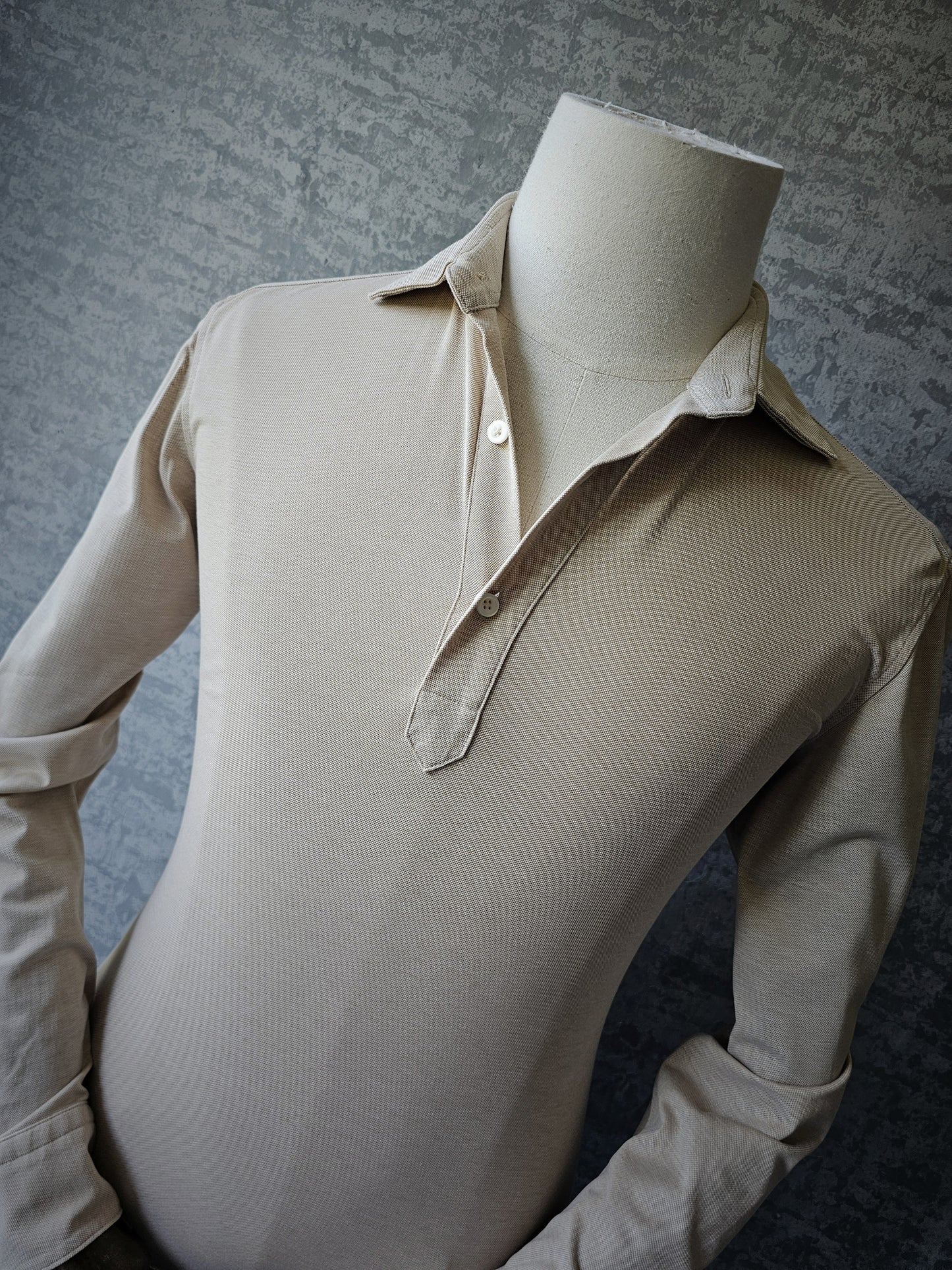 HUGO BOSS Long-Sleeve Cotton Beige Polo