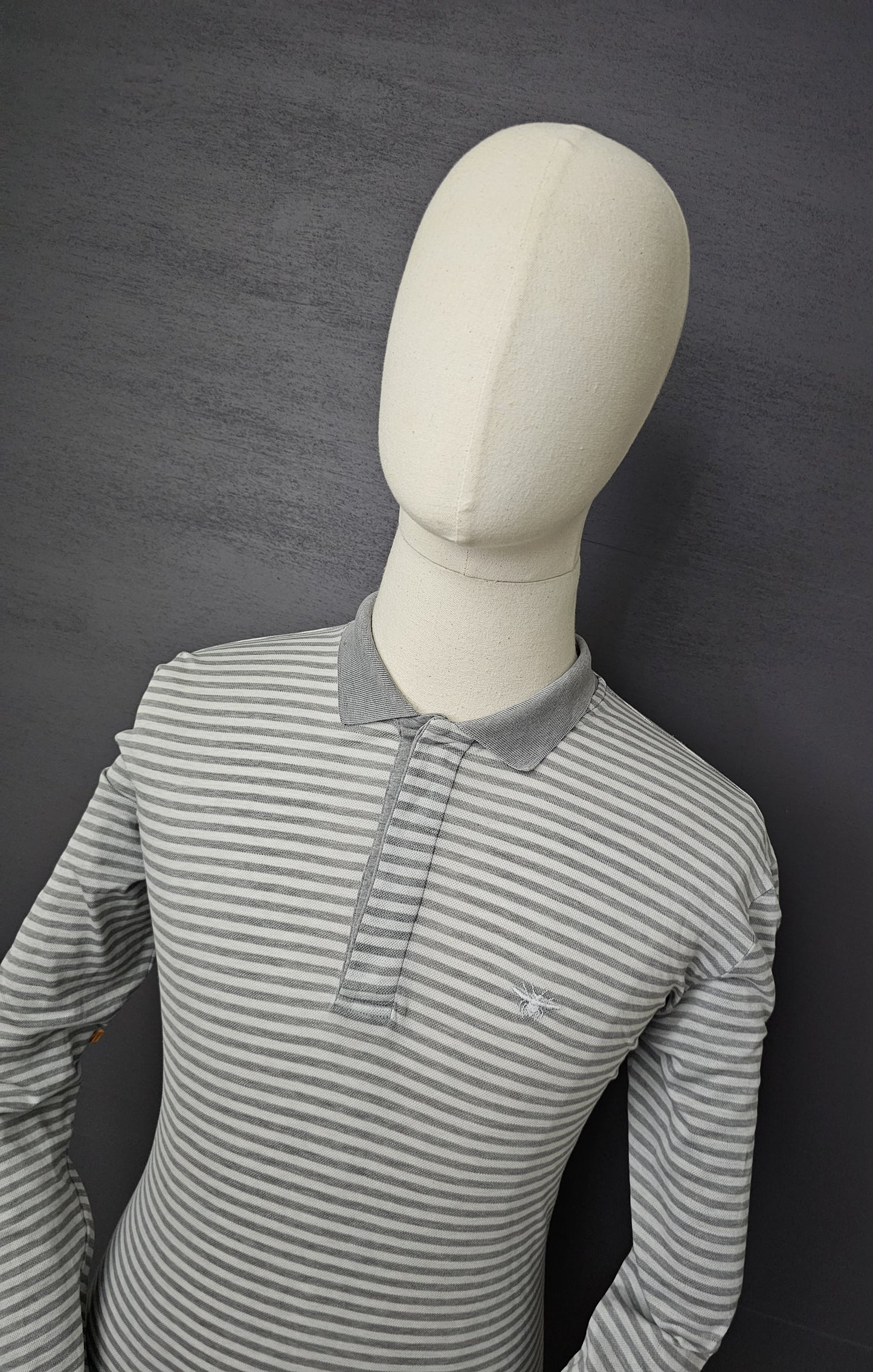 DIOR Stiped Long-Sleeve Polo with Bee Embroidery
