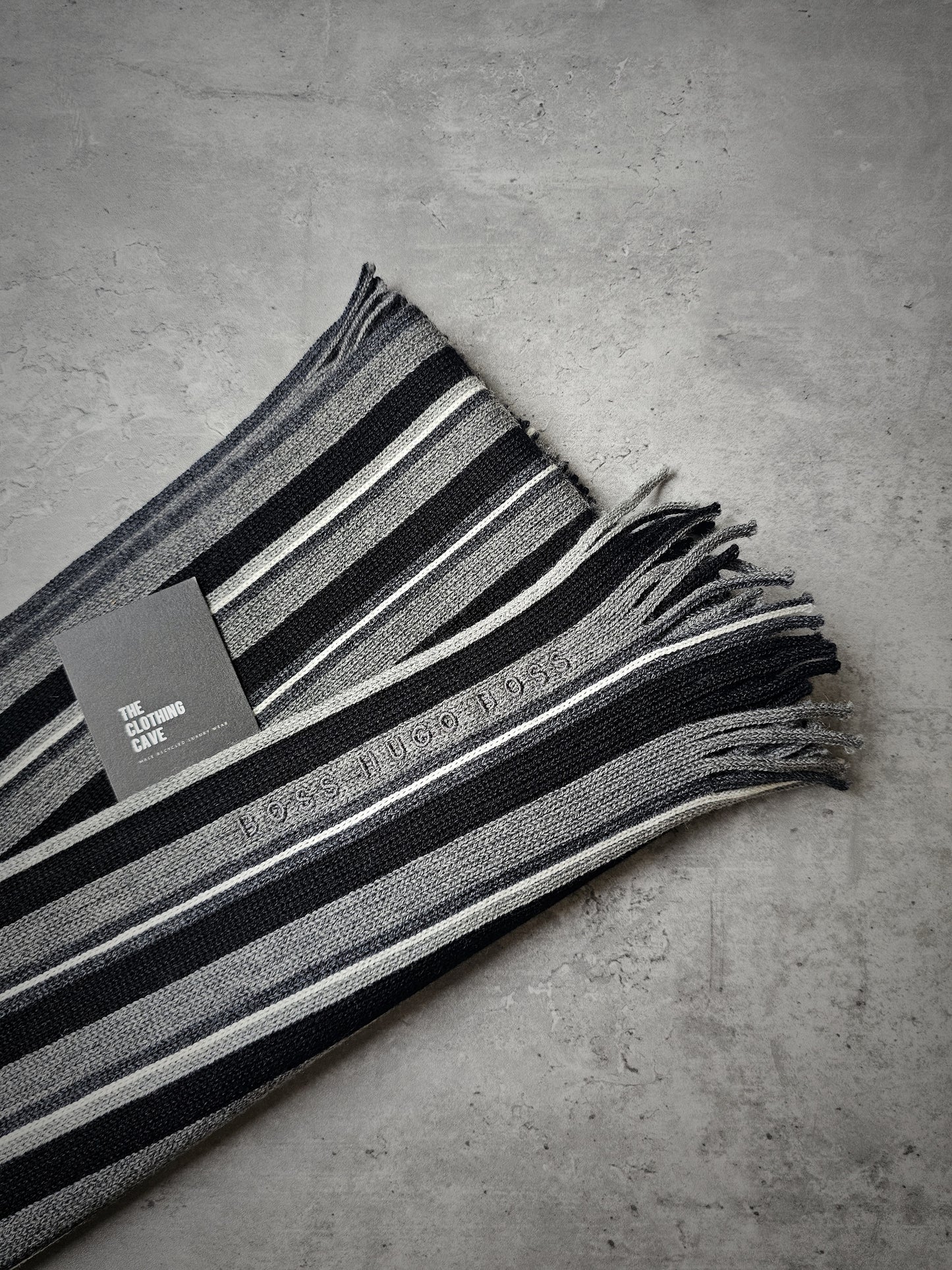 HUGO BOSS Fadon Virgin Wool Striped Scarf