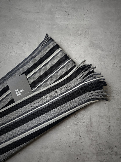 HUGO BOSS Fadon Virgin Wool Striped Scarf